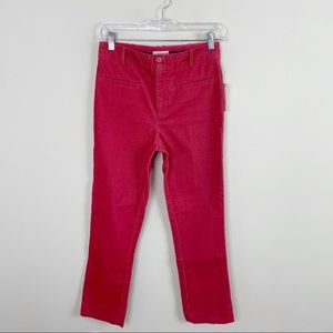 Anthropologie the essential Slim Brick Red Ankle Length Corduroy Pants Size 0